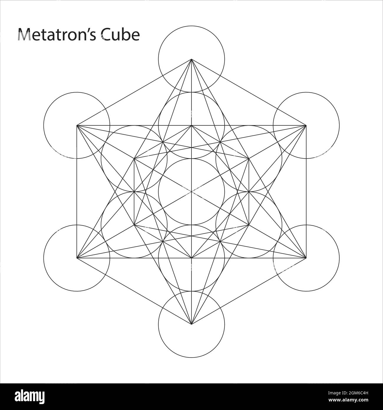 Cubo meta-tron. Cubo di Metatron, simbolo classico della geometria sacra. Illustrazione del vettore di scorta Illustrazione Vettoriale