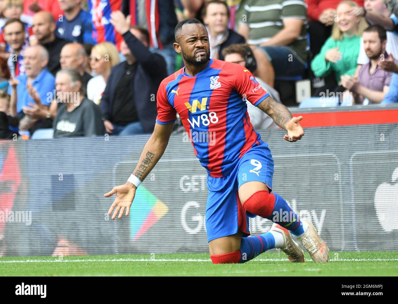 LONDRA, INGHILTERRA - 11 SETTEMBRE 2021: Jordan Pierre Ayew of Palace reagisce durante la partita della Premier League 2021/22 tra il Crystal Palace FC e il Tottenham Hotspur FC a Selhurst Park. Copyright: Cosmin Iftode/Picstaff Foto Stock