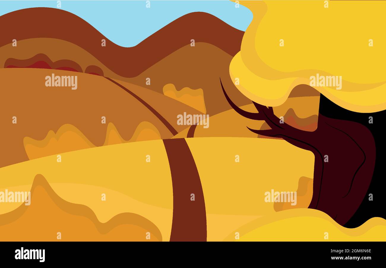 Parco autunnale. Colorato autunno paesaggio.Grande albero. Illustrazione Vettoriale