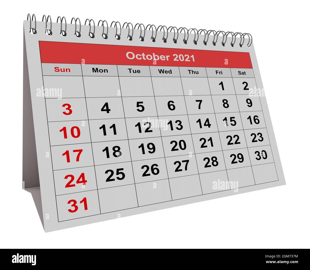 Una pagina del calendario mensile aziendale annuale. Data - mese Ottobre  2021. rendering 3d Foto stock - Alamy
