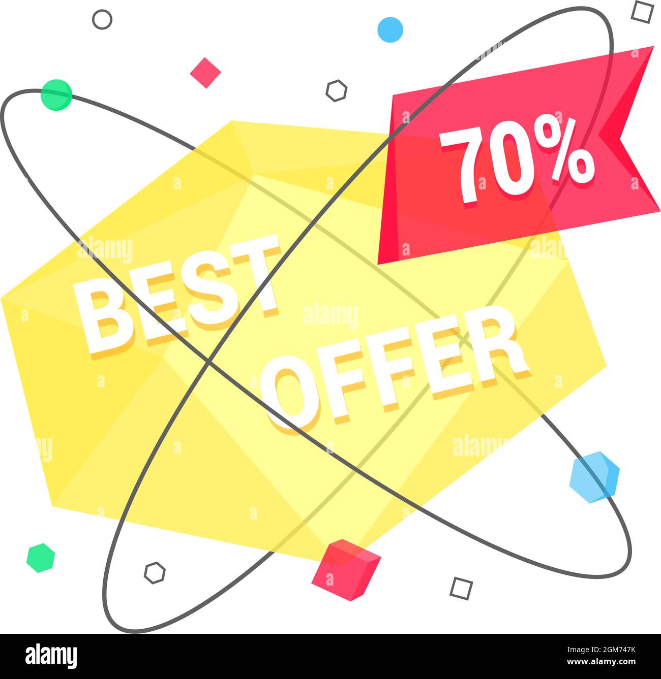 Migliore offerta vendita affare geometrico di stile di bandiera di disegno vettoriale. Illustrazione Vettoriale