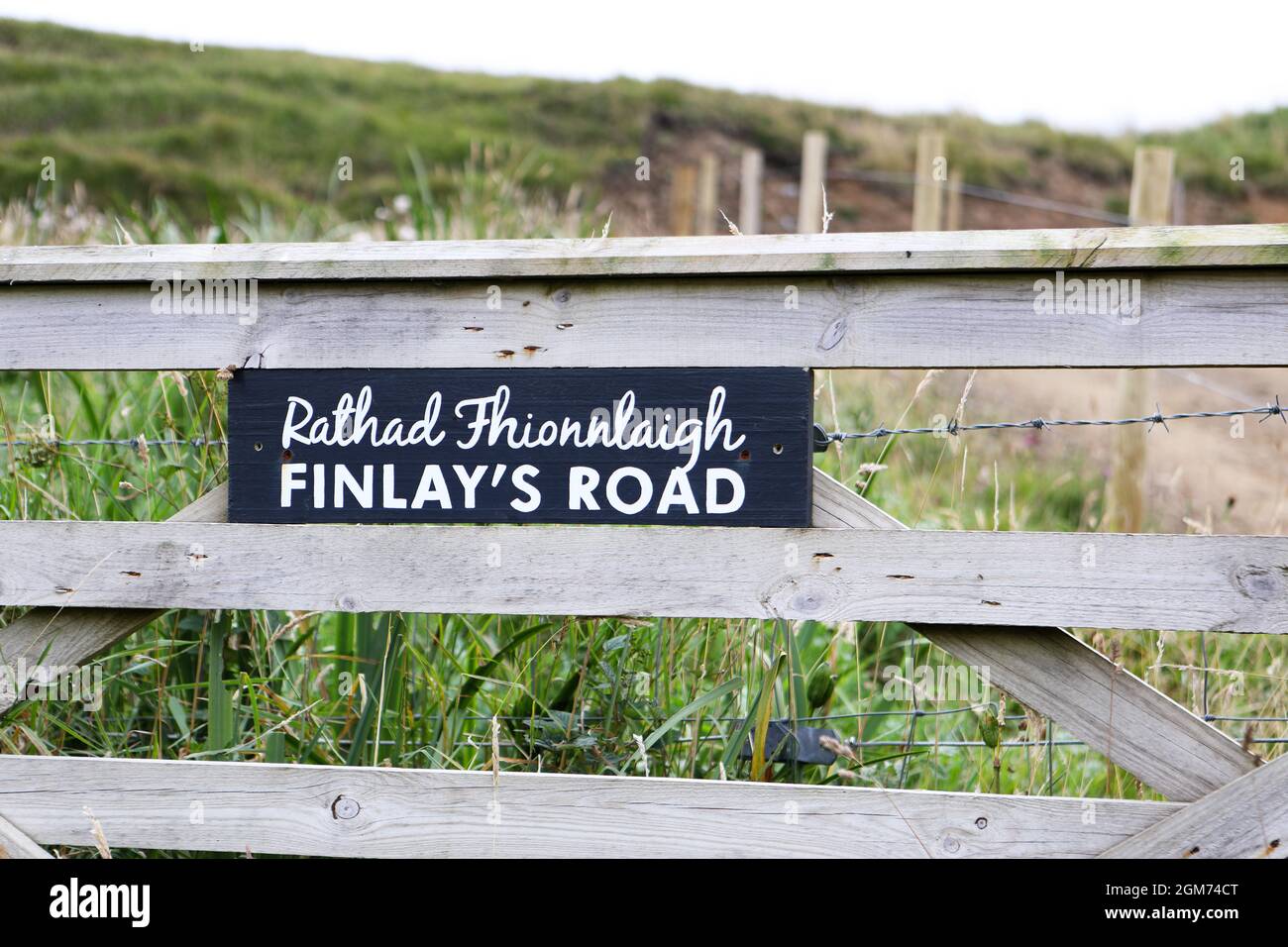 Finlay's Road a Gaelic Rathad Fhionnlaigh su Sanday, Isola di canna Ebridi interne della Scozia Foto Stock