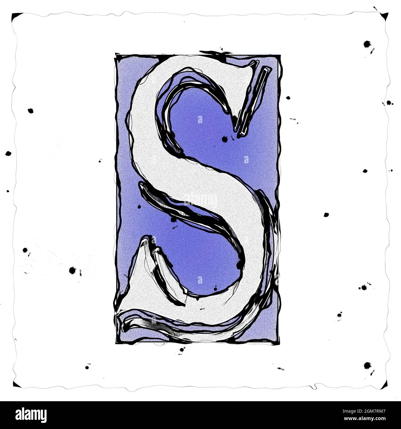 Monogramma di carattere maiuscolo S , bozza e disegno Foto Stock