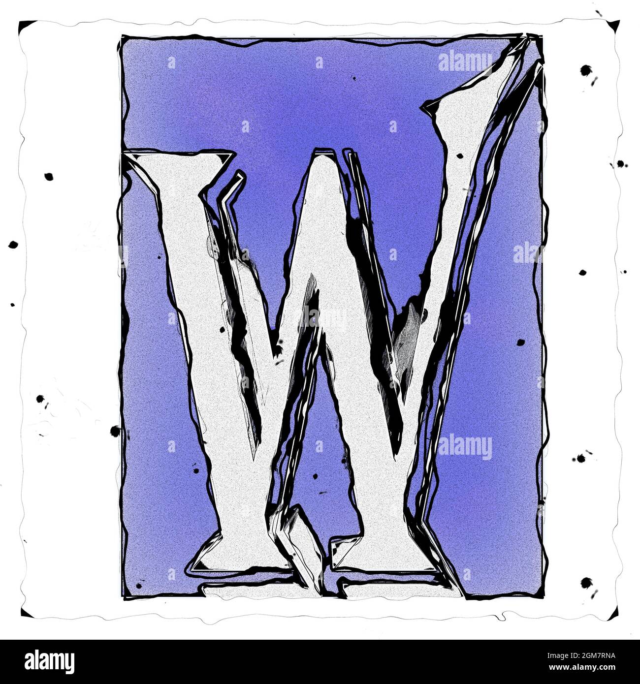 Monogramma di carattere maiuscolo W , bozza e disegno Foto Stock