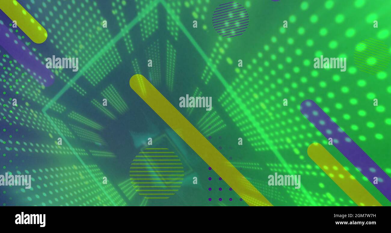 Immagine di forme astratte sullo sfondo luminoso del tunnel al neon Foto Stock
