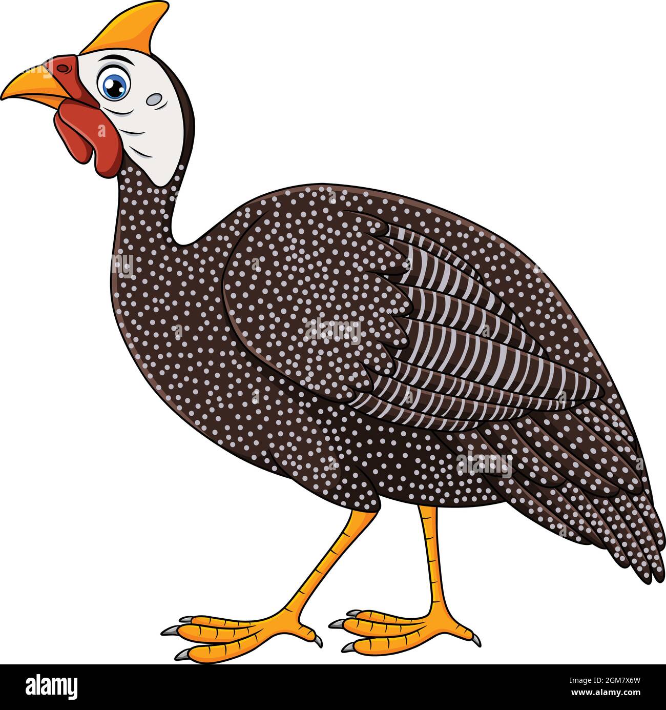 Carino Guinea Fowl cartoon illustrazione vettoriale Illustrazione Vettoriale