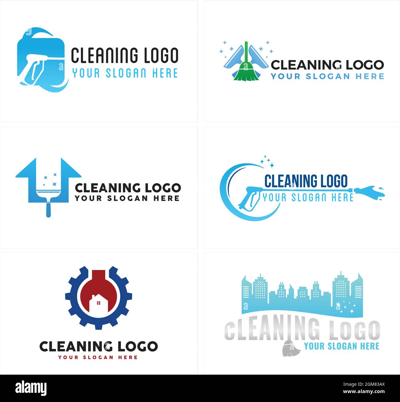 Servizio di pulizia manutenzione costruzione logo design Illustrazione Vettoriale