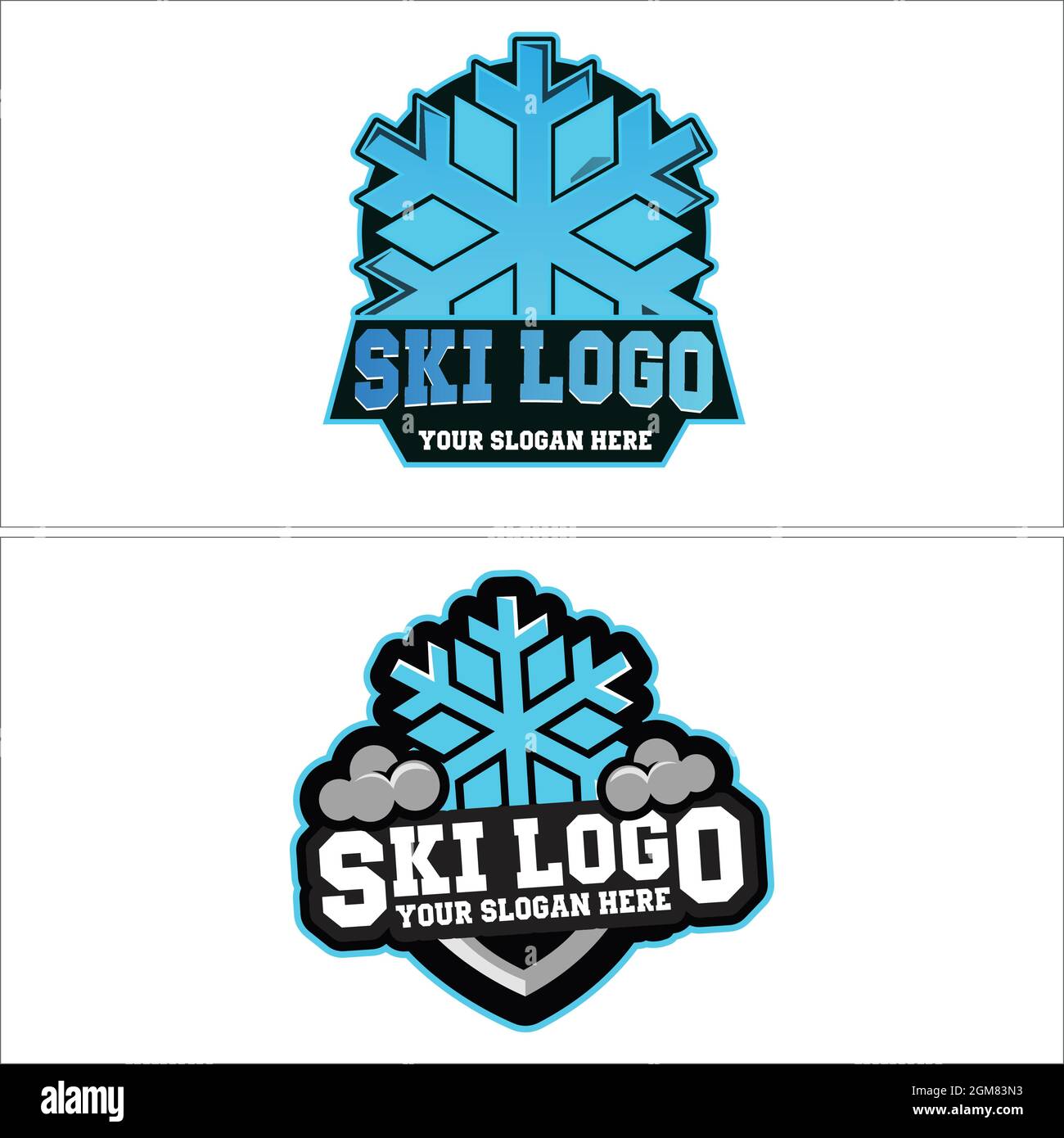 Logo Shield badge sci snowflake sport design logo Illustrazione Vettoriale