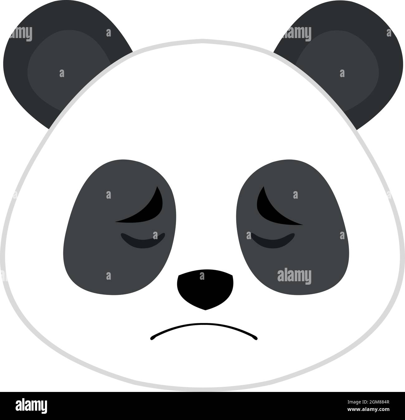 Illustrazione di un'emoticon vettoriale del volto di un panda cartoon con un'espressione triste Illustrazione Vettoriale