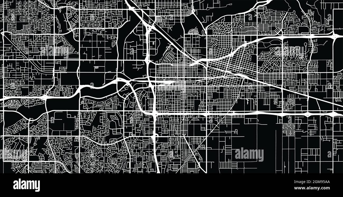 Mappa urbana vettoriale della città di Bakersfield, California , Stati Uniti d'America Illustrazione Vettoriale