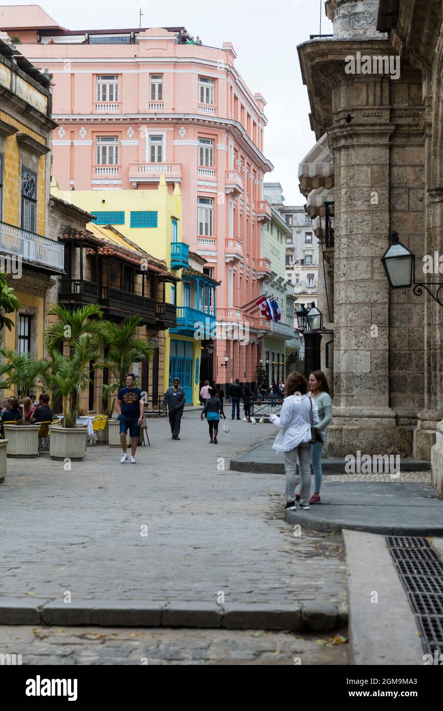 L'hotel Ambos Mundos dove Ernest Hemingway ha soggiornato durante il suo periodo a Old Havana, Cuba Foto Stock