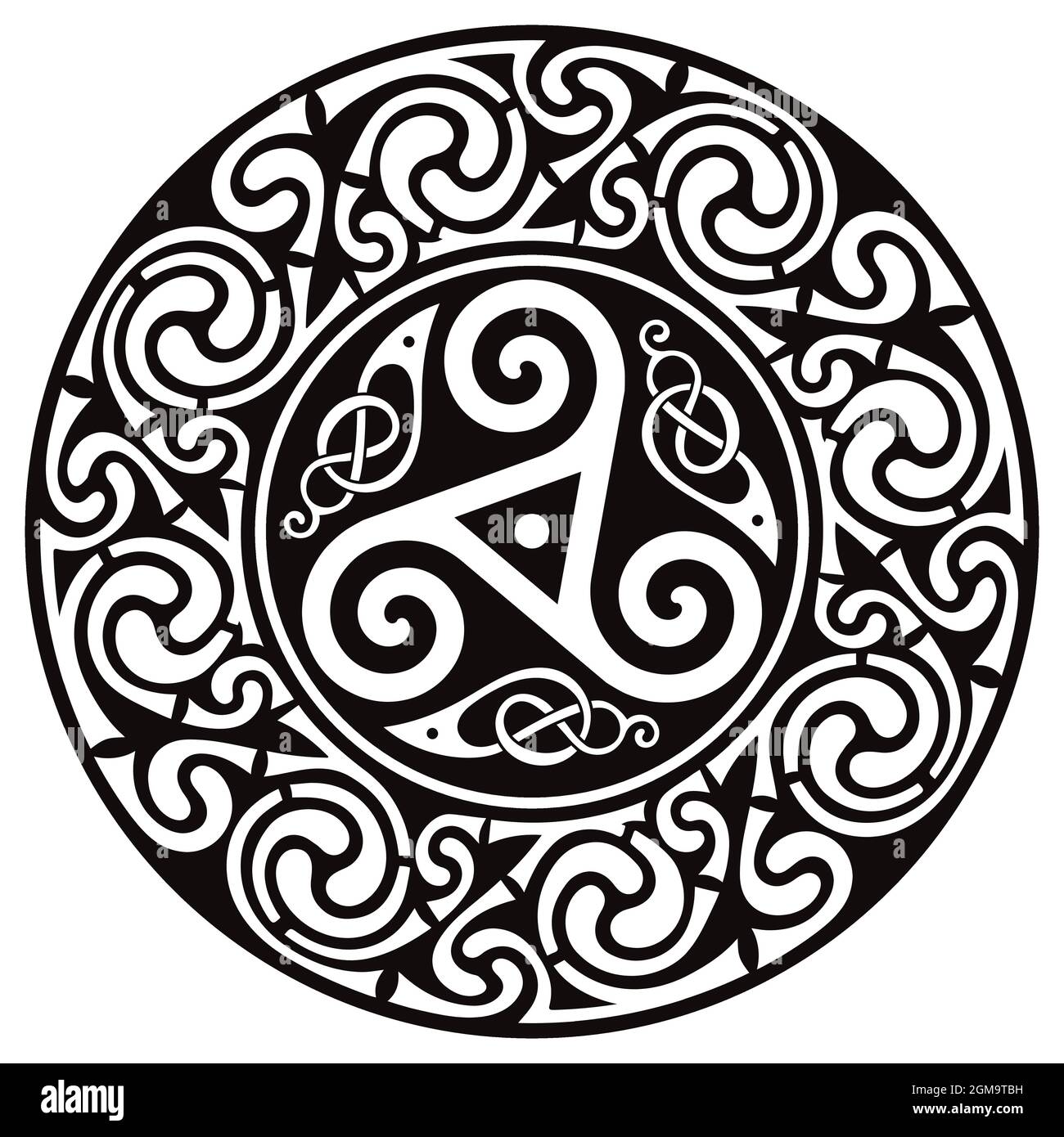 Design circolare celtico. Mandala celtica Illustrazione Vettoriale