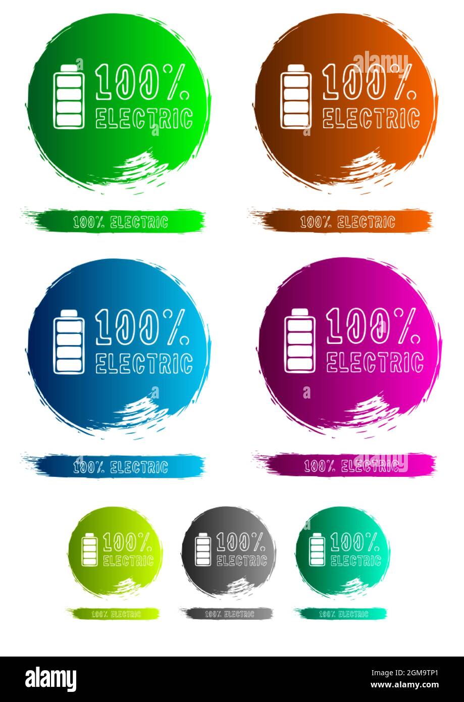 adesivo elettrico al 100%, auto/veicolo elettrico completo Illustrazione Vettoriale