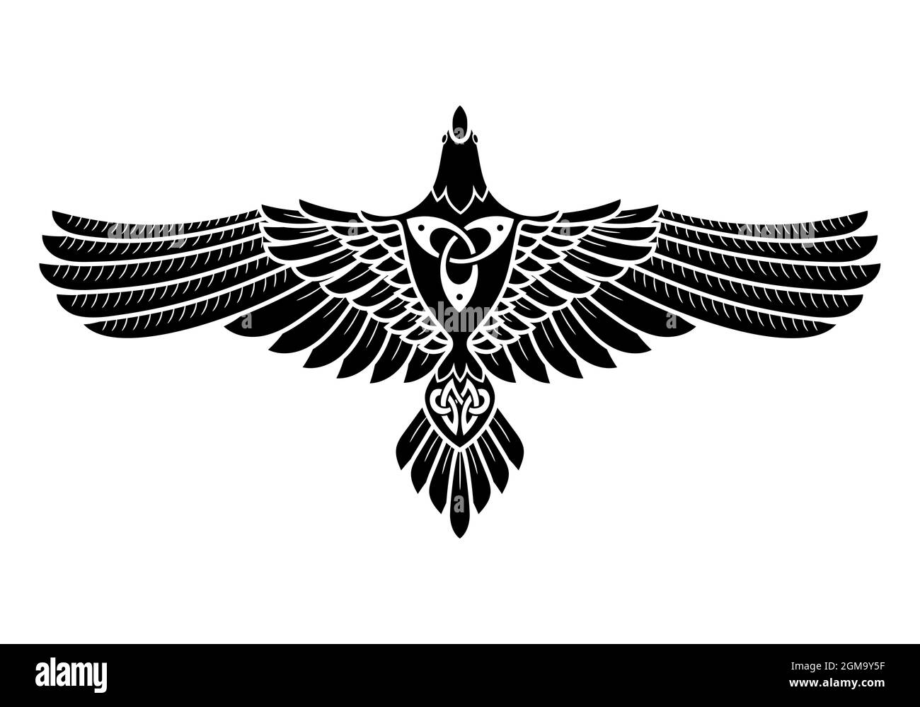 Il Raven di Odin, in Norse, stile celtico Illustrazione Vettoriale
