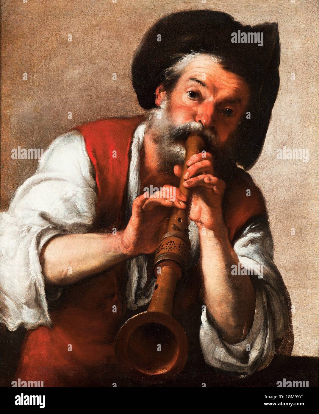 Il giocatore di flauto di Bernardo Strozzi (c.1581-1644), c.1620 Foto Stock