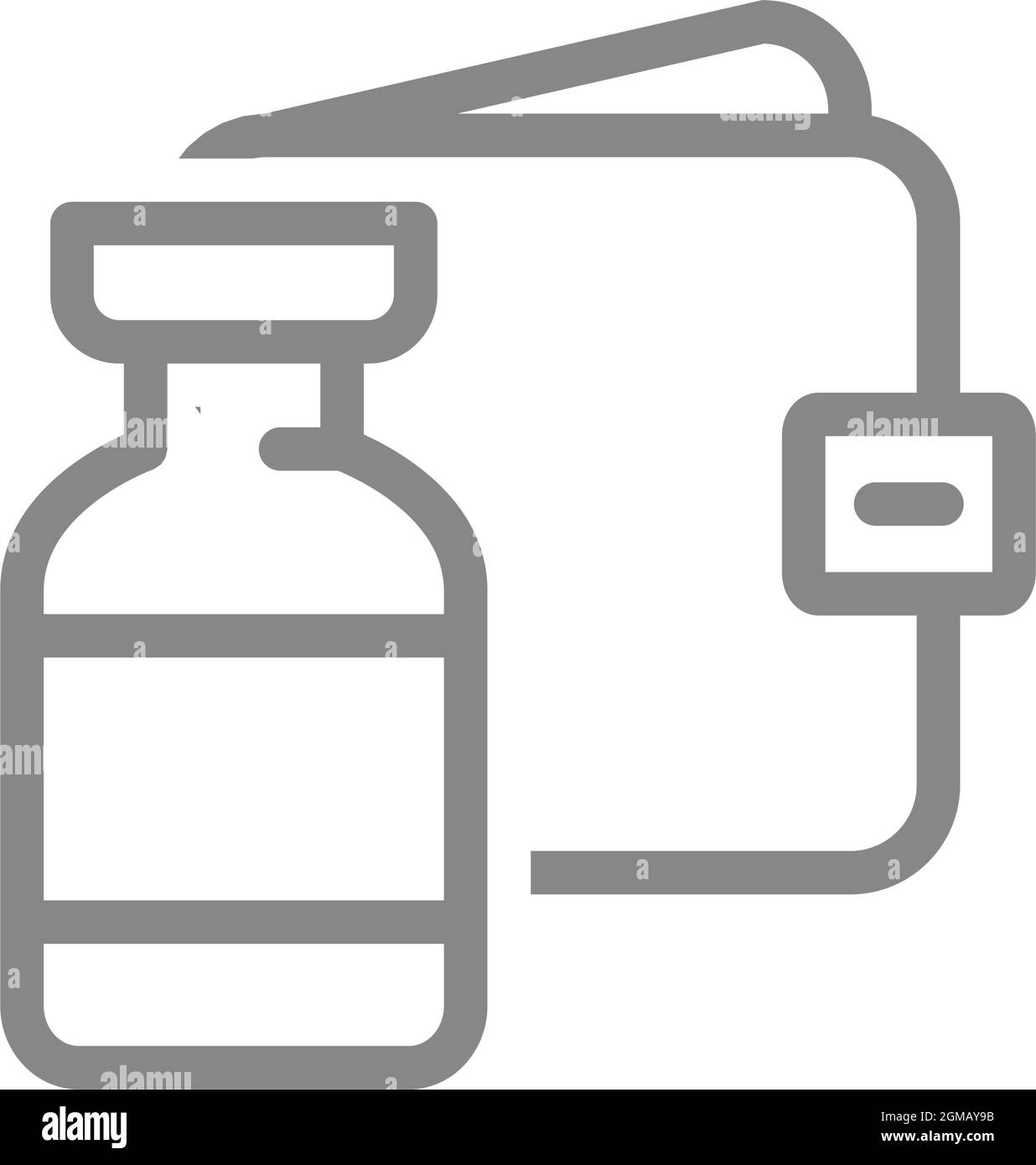 Fiala medica e icona della linea del portafoglio. Vaccinazione, vaccino pagato, siero, simbolo di immunità mondiale Illustrazione Vettoriale