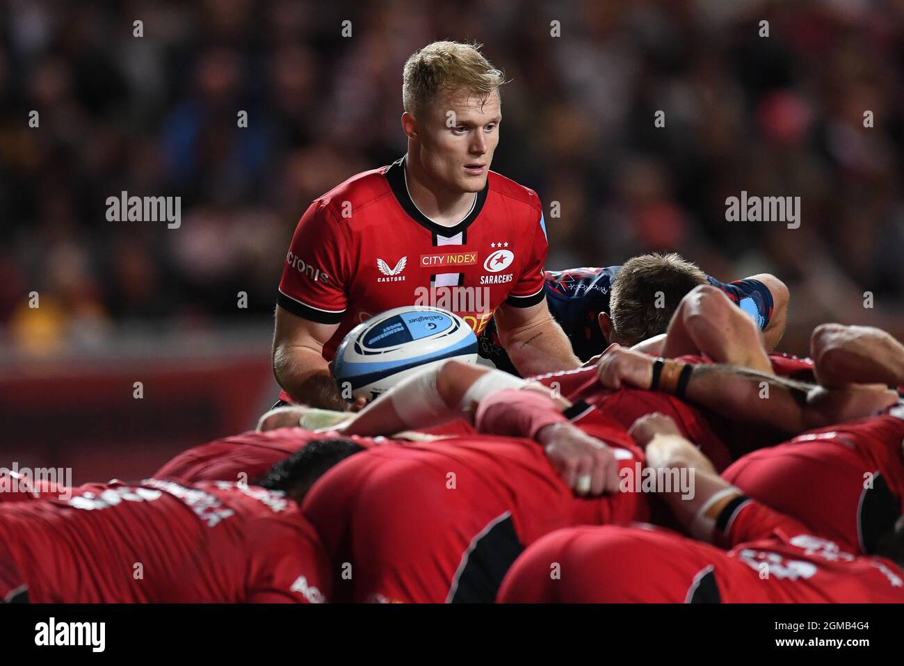 Bristol, Regno Unito. 17 settembre 2021. Aled Davies di Saracens alimenta la mischia di Bristol, Regno Unito il 9/17/2021. (Foto di Mike Jones/News Images/Sipa USA) Credit: Sipa USA/Alamy Live News Foto Stock