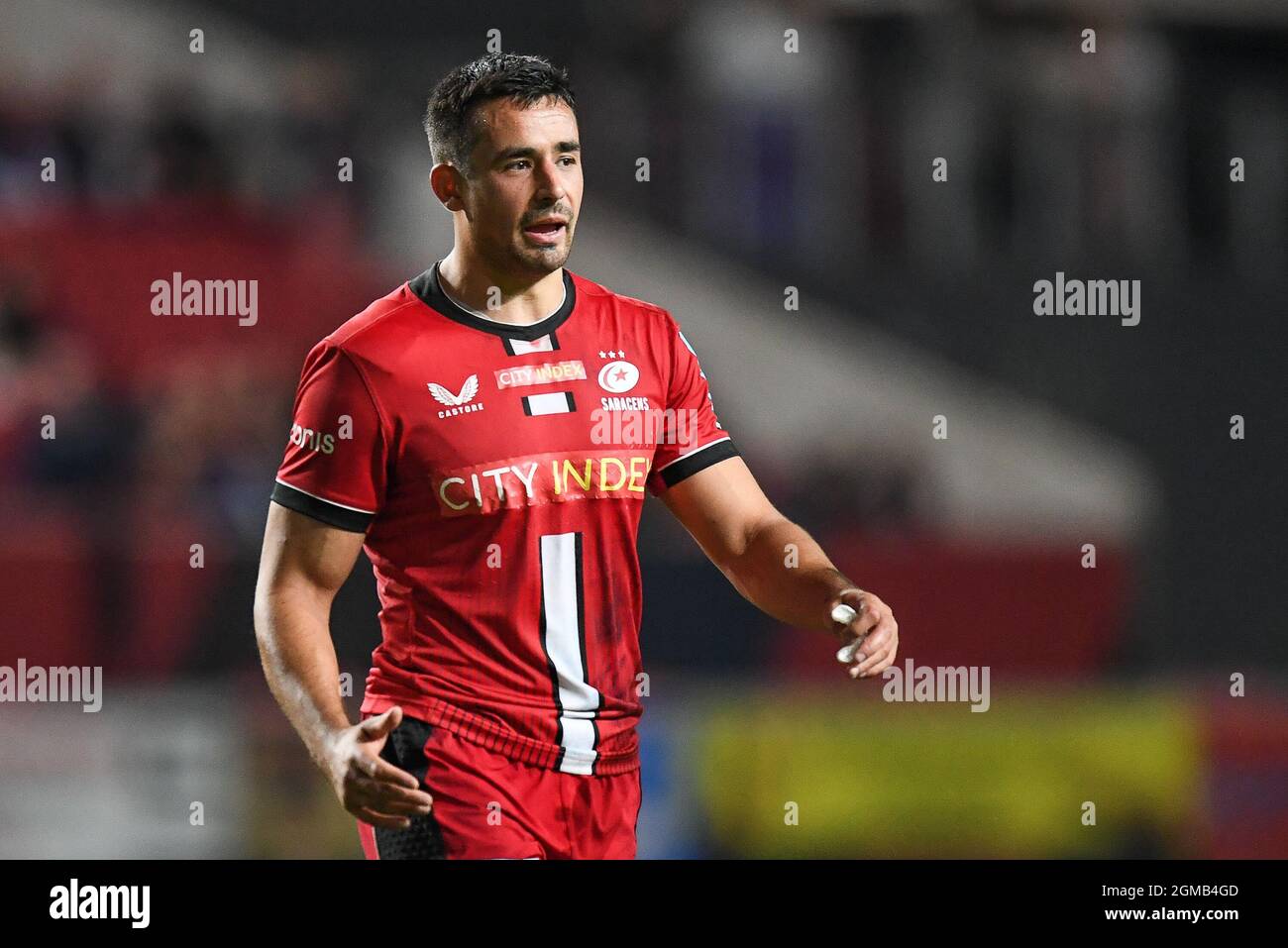 Bristol, Regno Unito. 17 settembre 2021. A Lozowski di Saracens durante il gioco a Bristol, Regno Unito il 9/17/2021. (Foto di Mike Jones/News Images/Sipa USA) Credit: Sipa USA/Alamy Live News Foto Stock