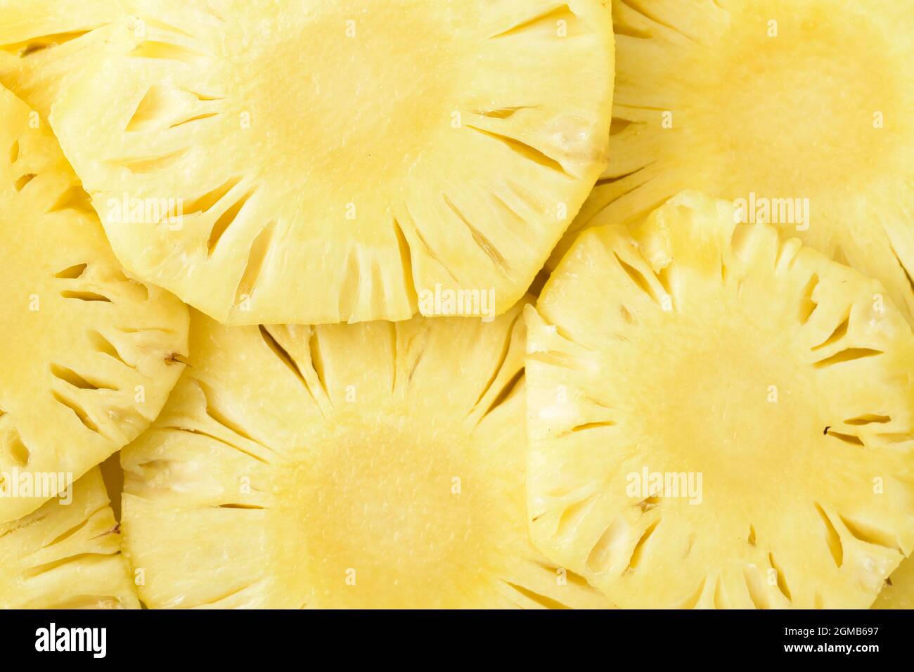 Texture of Pineapple Slice, Top View of Pineapple Slice Foto Stock