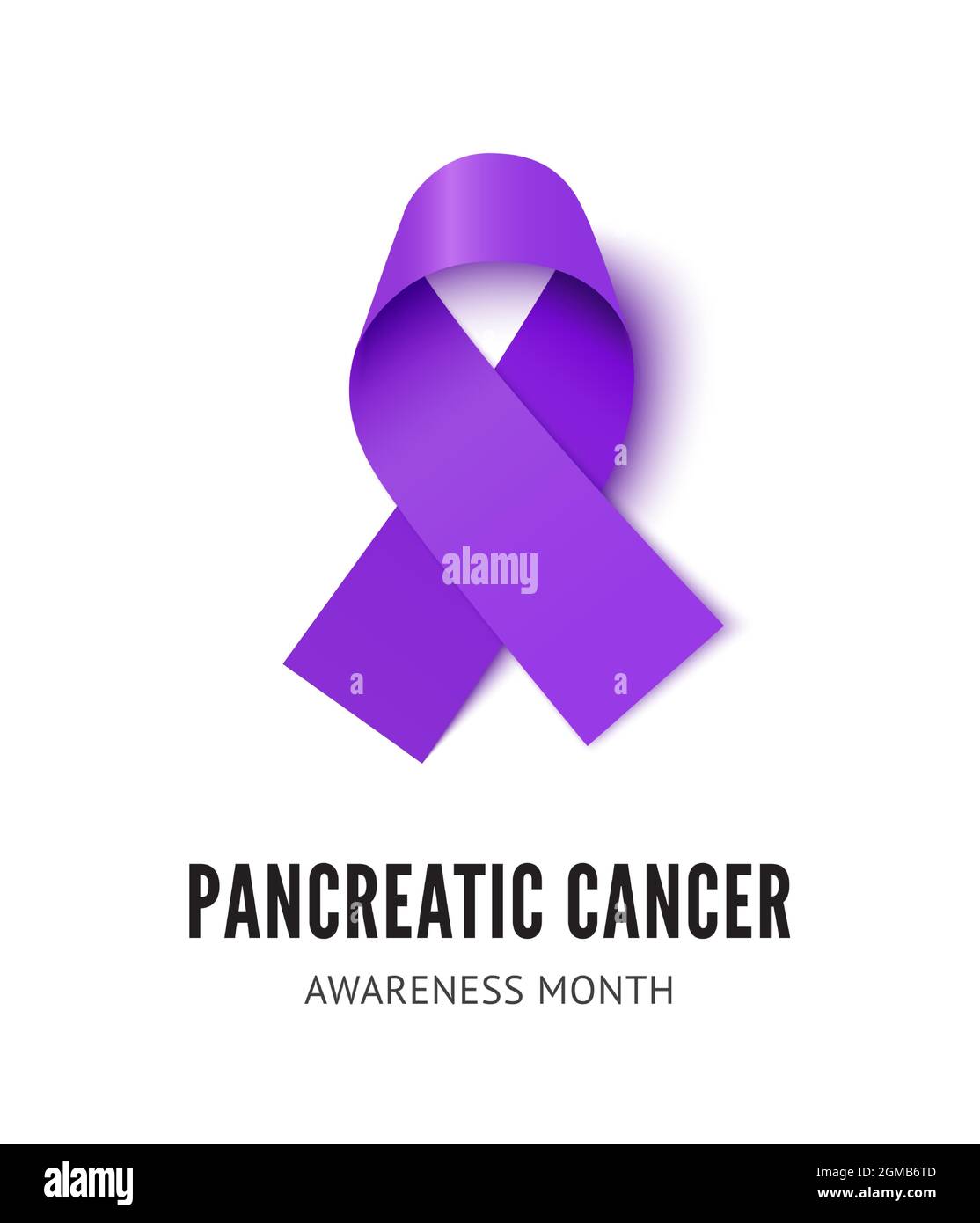 Illustrazione del vettore del nastro di consapevolezza del cancro del pancreas isolato su sfondo bianco. Realistico vettore Viola nastro di seta con loop Illustrazione Vettoriale