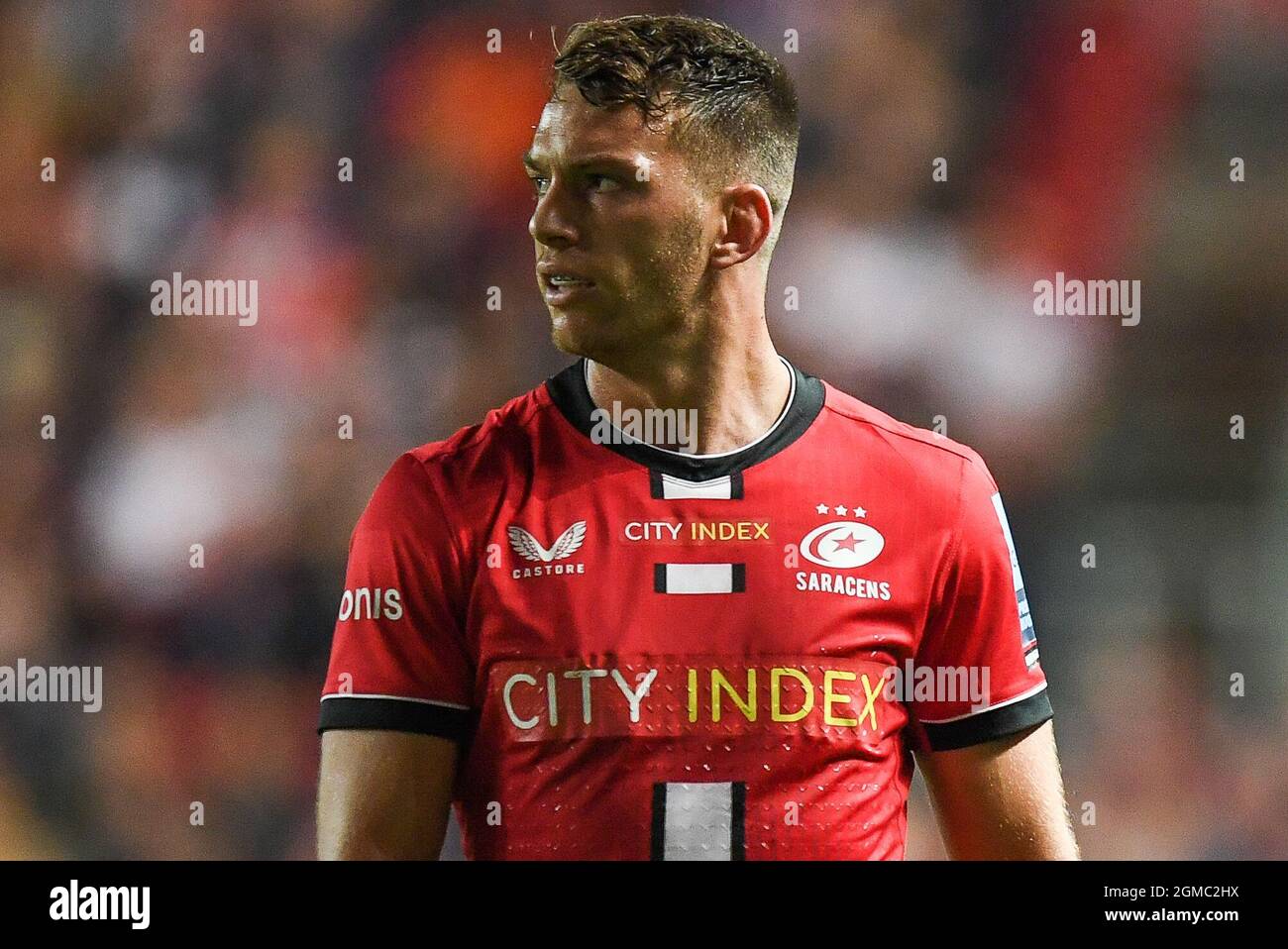 Bristol, Regno Unito. 17 settembre 2021. Alex Lewington di Saracens durante il gioco a Bristol, Regno Unito il 17/2021. (Foto di Mike Jones/News Images/Sipa USA) Credit: Sipa USA/Alamy Live News Foto Stock