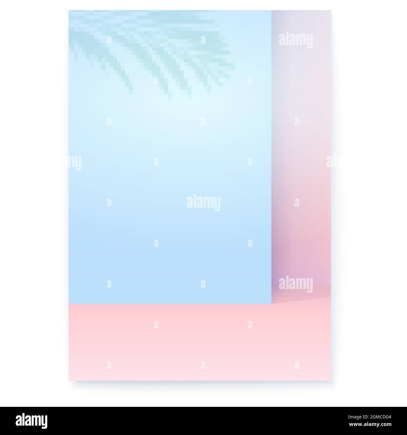 Ombra di foglie di palma su sfondo geometrico minimalista. Scena per la visualizzazione del prodotto. Poster vettoriale Illustrazione Vettoriale