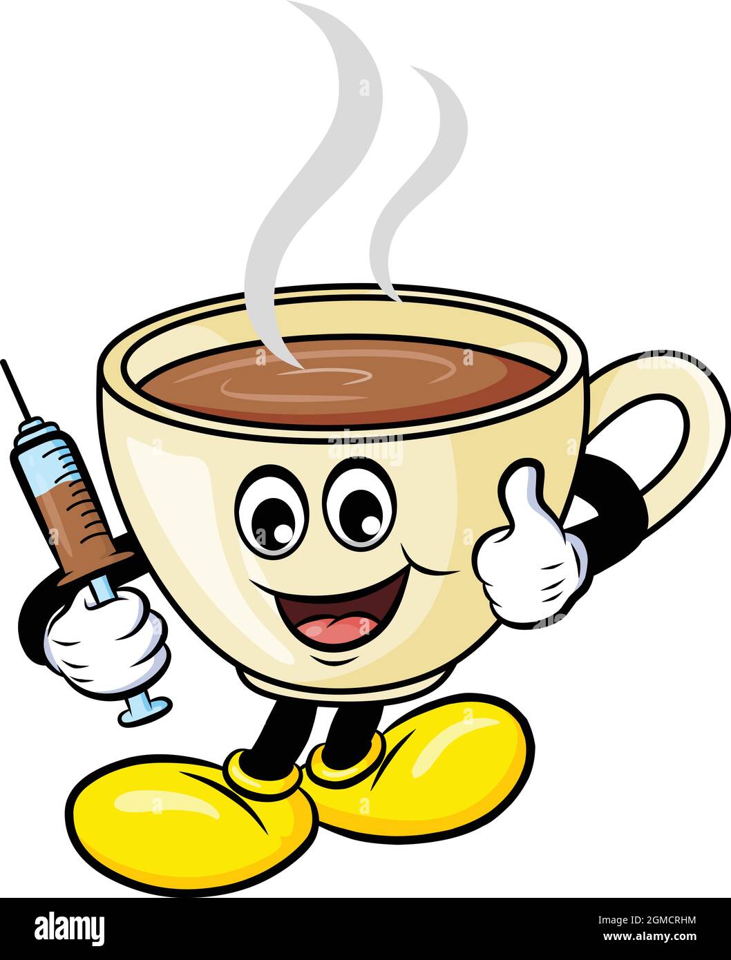 Il caffè è la mia illustrazione vettoriale del fumetto del vaccino Illustrazione Vettoriale