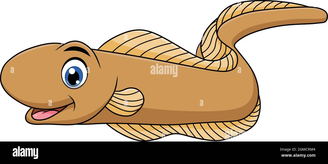 Carino Eel pesce cartoon illustrazione vettoriale Illustrazione Vettoriale