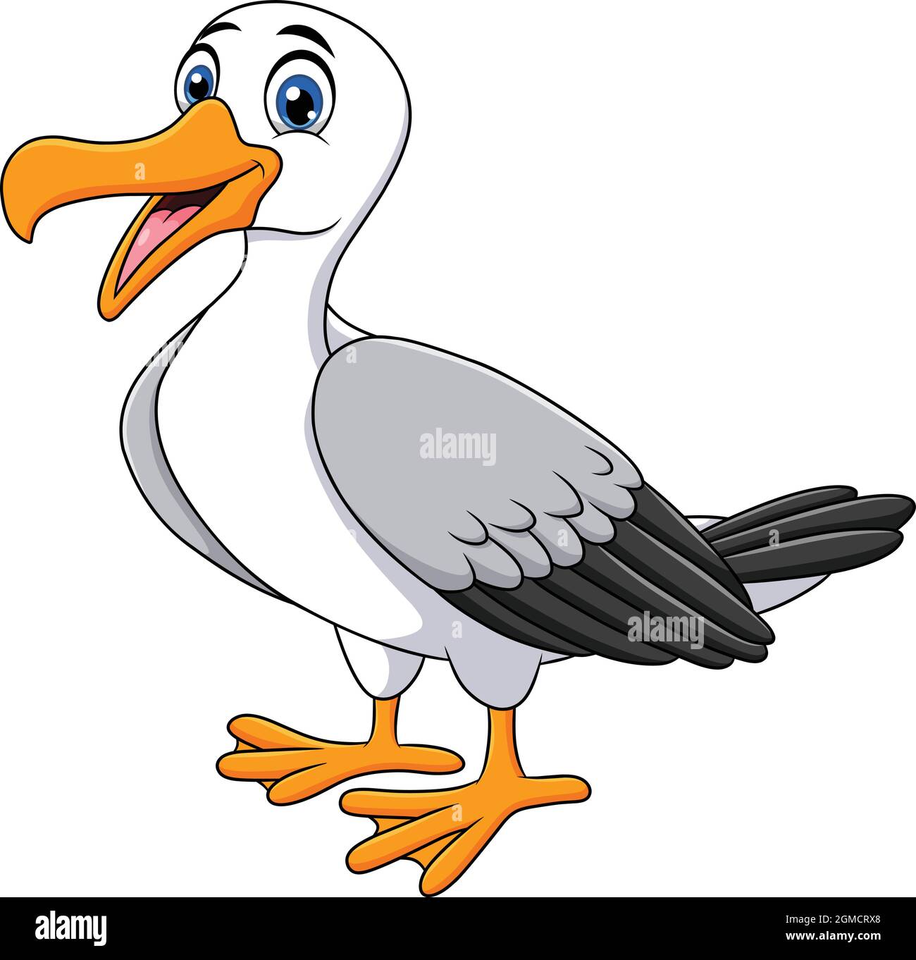 Carino Seagull uccello cartoon illustrazione vettoriale Illustrazione Vettoriale