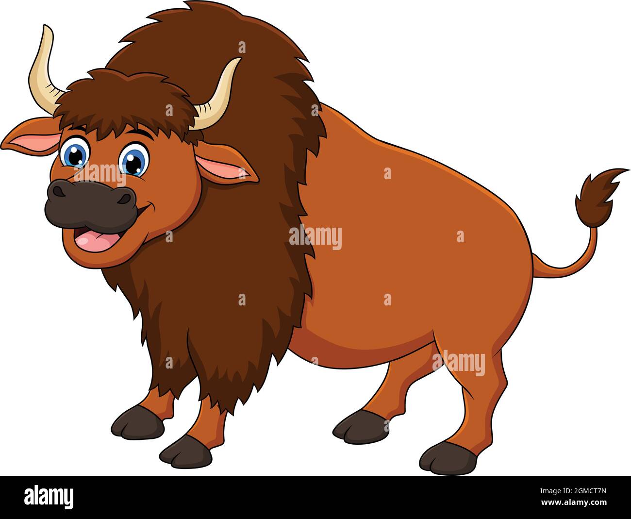 Carino Bison animal cartoon illustrazione vettoriale Illustrazione Vettoriale