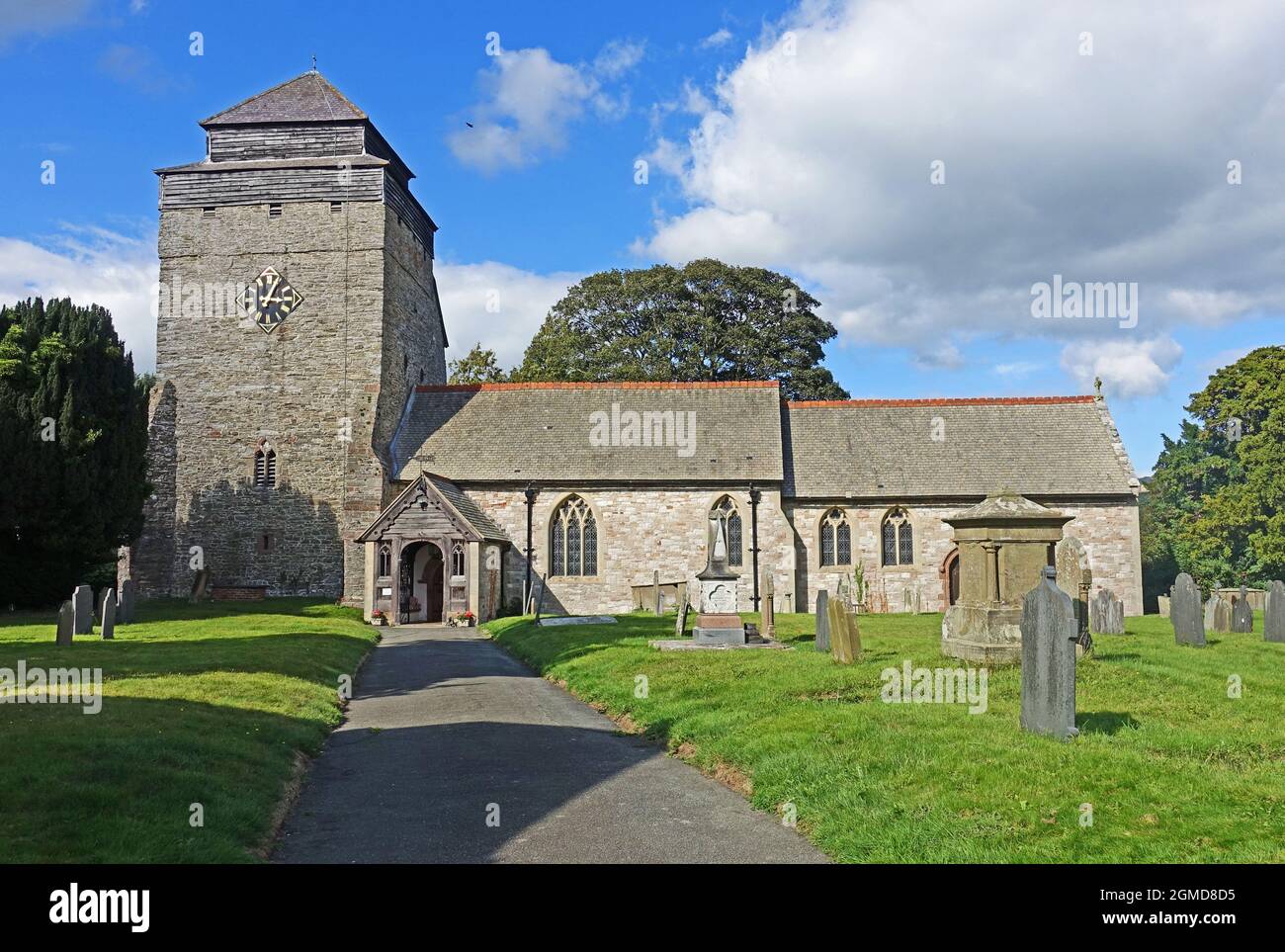 Chiesa di San Michele e tutti gli Angeli, Kerry, Powys. Una delle chiese più antiche del Galles. Foto Stock