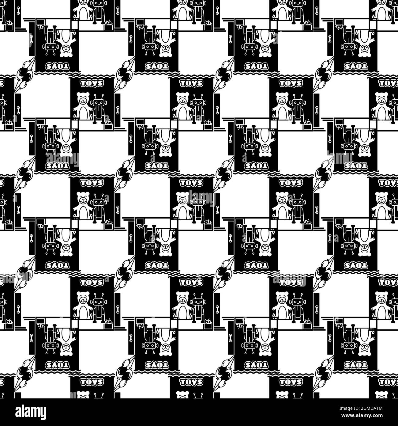 Motivo chiosco giocattolo texture sfondo uniforme ripetizione carta da parati vettore geometrico Illustrazione Vettoriale