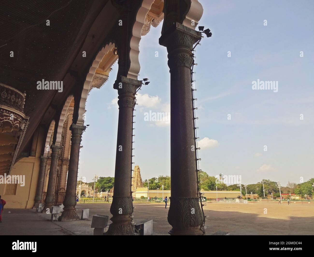 colonne architettoniche al palazzo di amba vilas karnataka Foto Stock