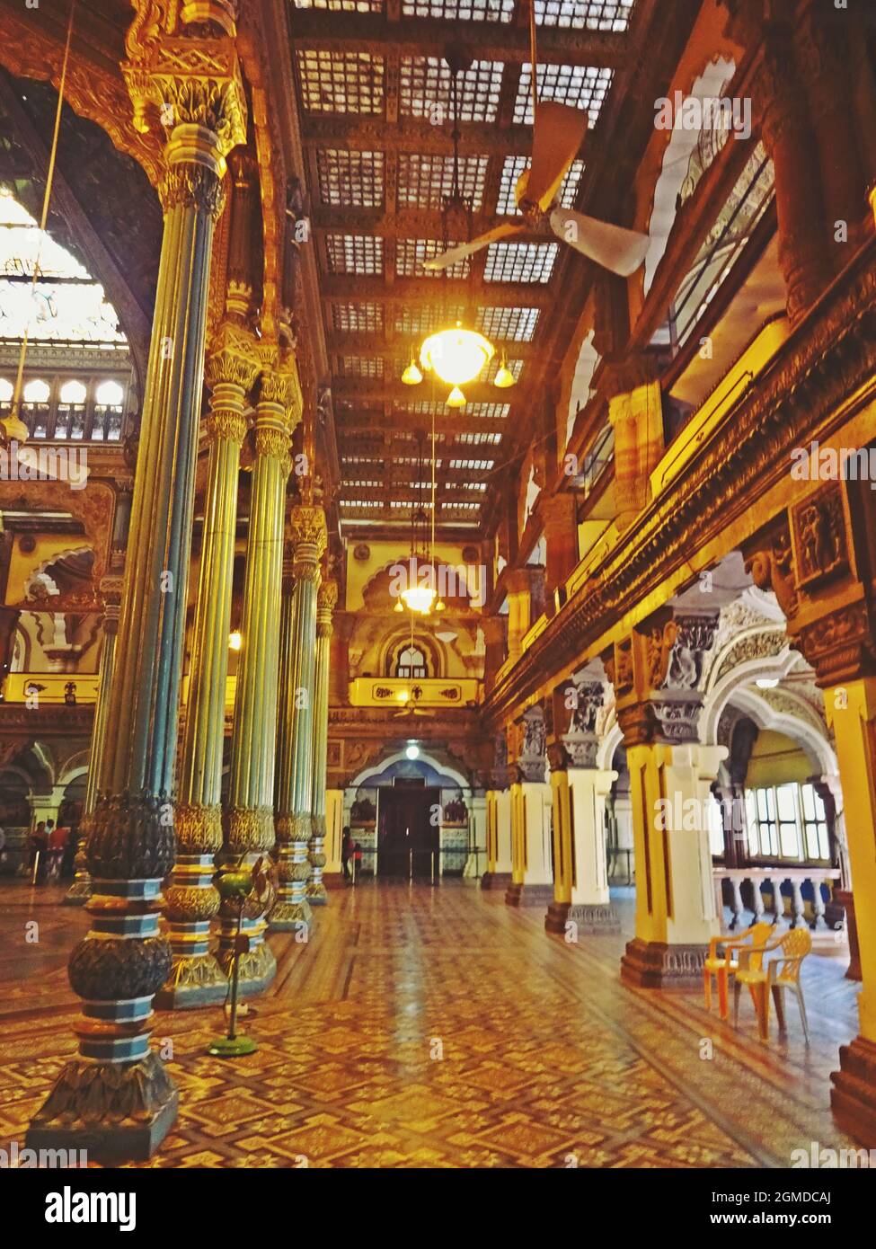 Interno del Palazzo Amba Vilas (Palazzo Mysore) karnataka india Foto Stock