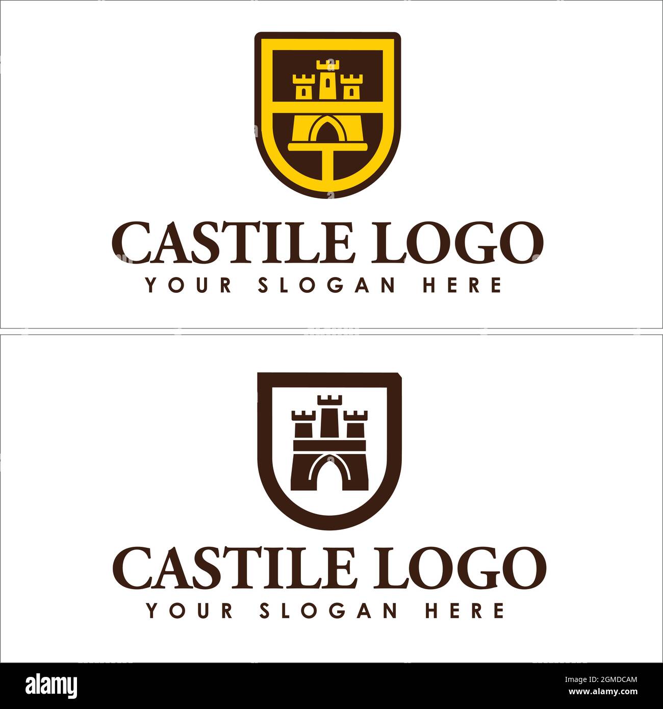 Logo icona Castello badge Illustrazione Vettoriale