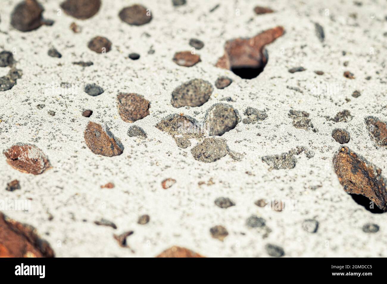 Trama di fetta di roccia vulcanica grigia, macro Foto Stock