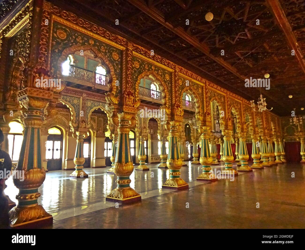 Interno del Palazzo Amba Vilas (Palazzo Mysore) karnataka india Foto Stock