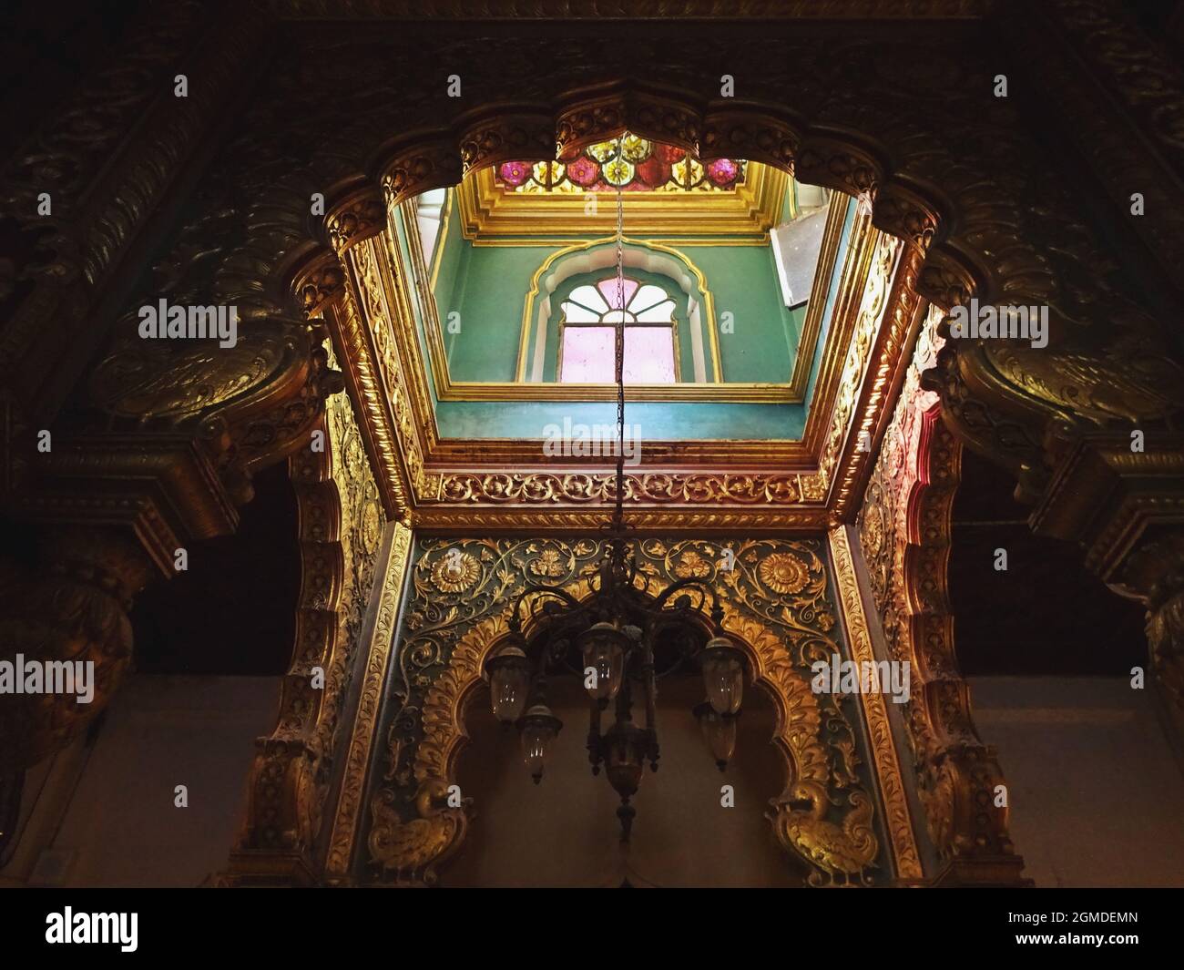 Interno del Palazzo Amba Vilas (Palazzo Mysore) karnataka india Foto Stock