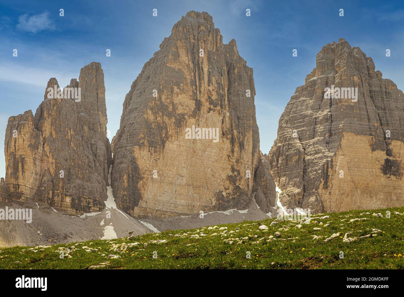 Dolomiti in Trentino tre cetre di Lavaredo, grandi pietre UNESCO Foto Stock