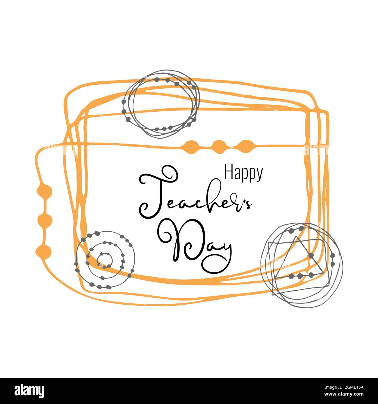 Happy Teachers giorno lettere, scarabocchiare, saluti, cartolina, per il vostro disegno. Isolato, su sfondo bianco. Illustrazione vettoriale Illustrazione Vettoriale