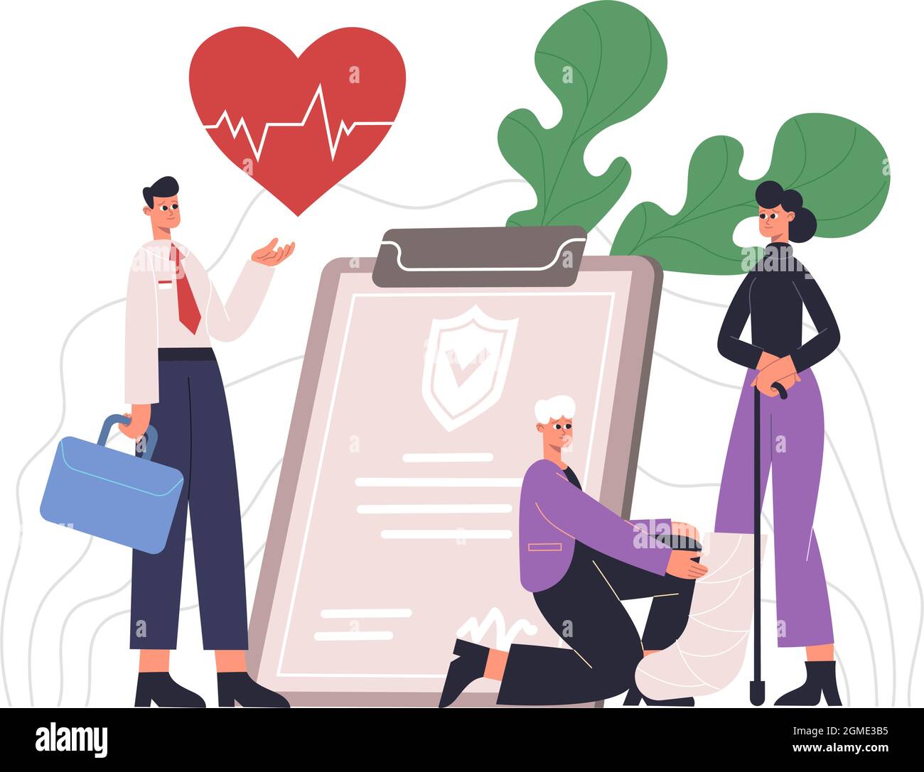 Le persone vivono, assistenza sanitaria, concetto di servizio di protezione medica. Assicurazione sanitaria, persone che proteggono la salute e la vita vettore Illustrazione. Medico Illustrazione Vettoriale