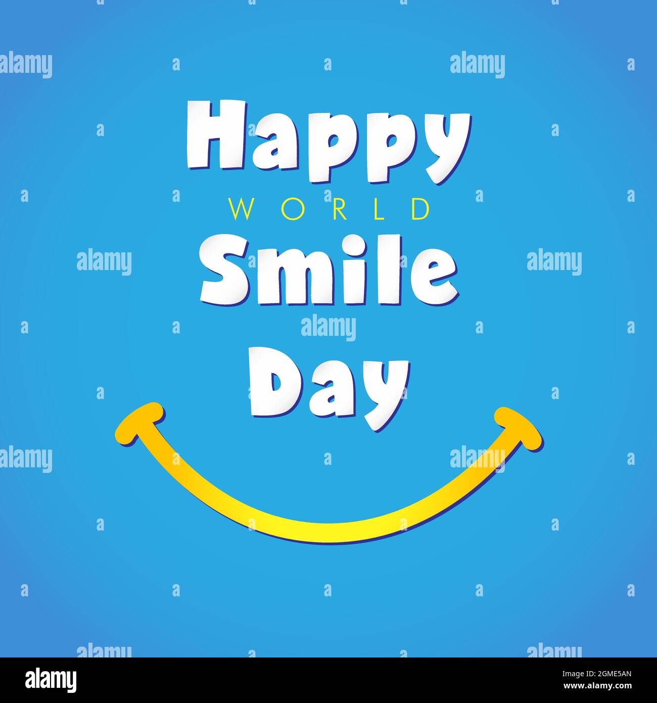 Happy World Smile Day biglietto di auguri concetto. Congrats creativi di festa internazionale. Modello grafico astratto isolato. Messaggero del Internet em Illustrazione Vettoriale