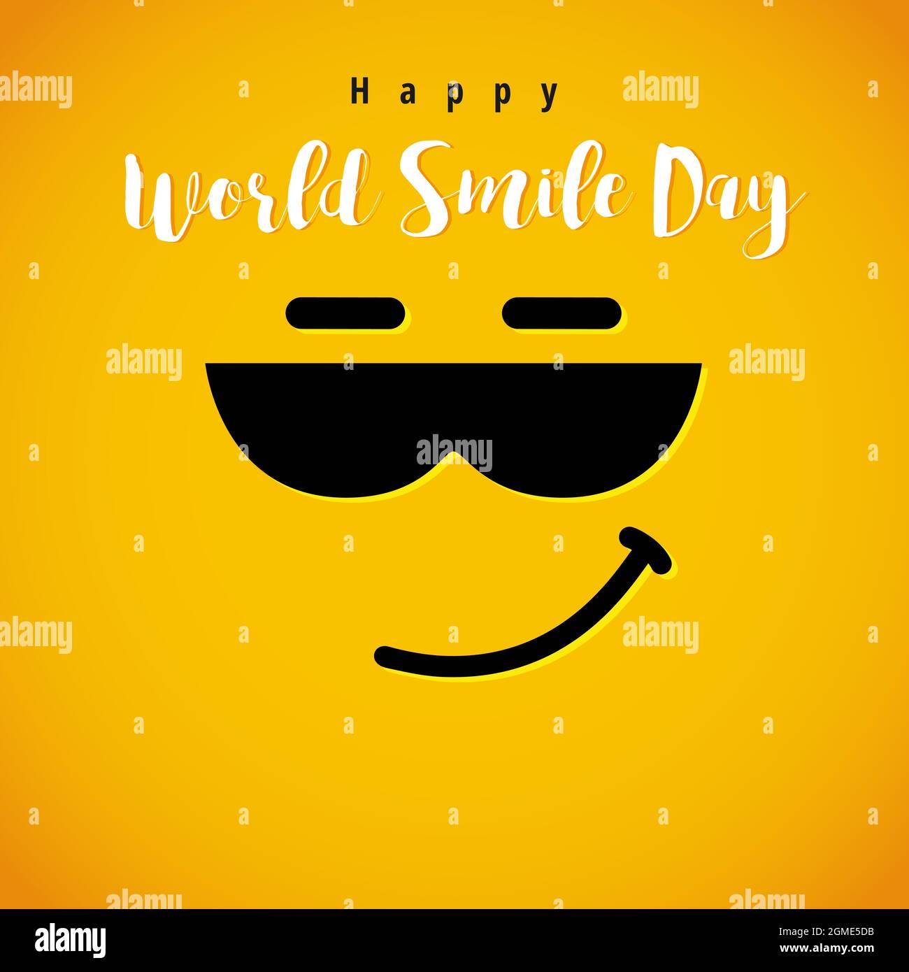 Happy World Smile Day biglietto di auguri concetto. Congrats creativi di festa internazionale. Modello grafico astratto isolato. Messaggero del Internet em Illustrazione Vettoriale