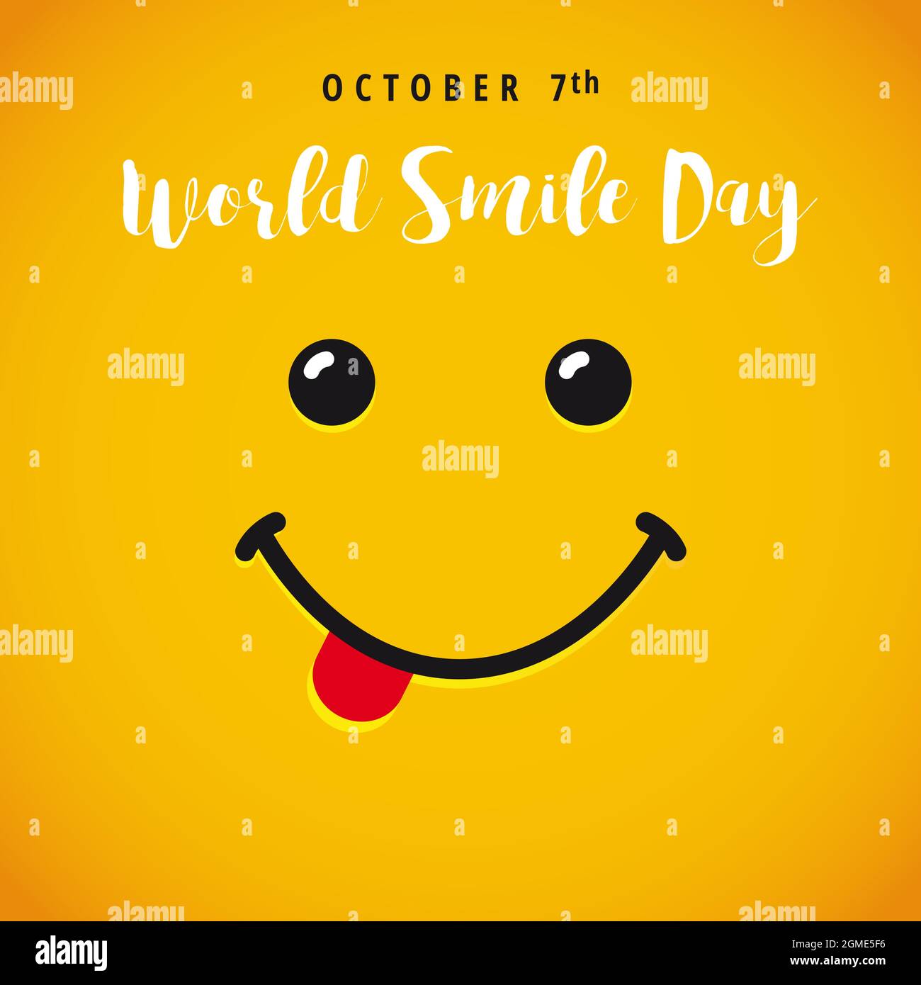 Happy World Smile Day biglietto di auguri concetto. Congrats creativi di festa internazionale. Modello grafico astratto isolato. Messaggero del Internet em Illustrazione Vettoriale