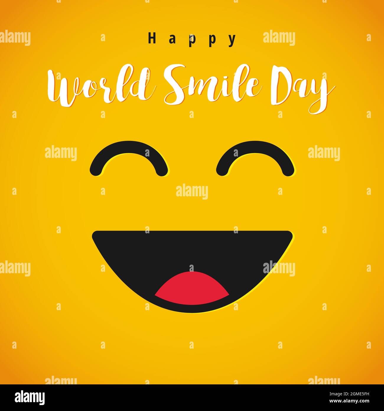 Happy World Smile Day biglietto di auguri concetto. Congrats creativi di festa internazionale. Modello grafico astratto isolato. Messaggero del Internet em Illustrazione Vettoriale