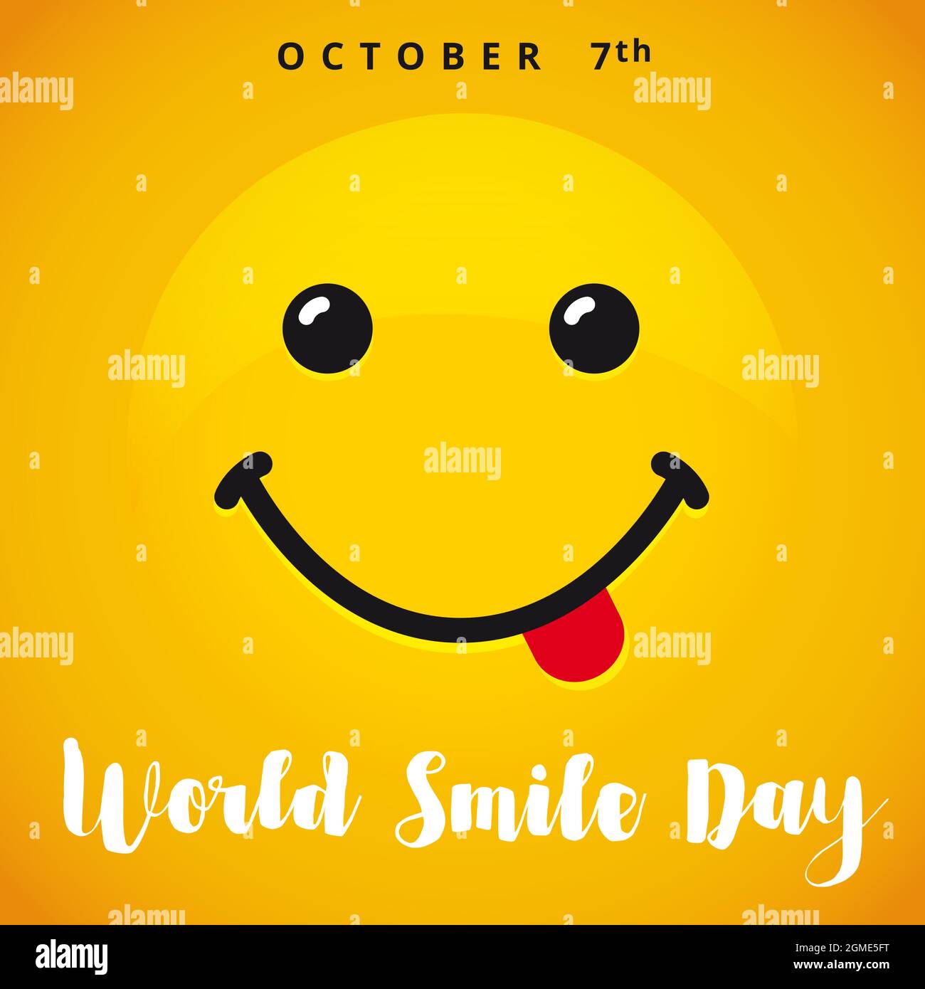 Happy World Smile Day biglietto di auguri concetto. Congrats creativi di festa internazionale. Modello grafico astratto isolato. Messaggero del Internet em Illustrazione Vettoriale