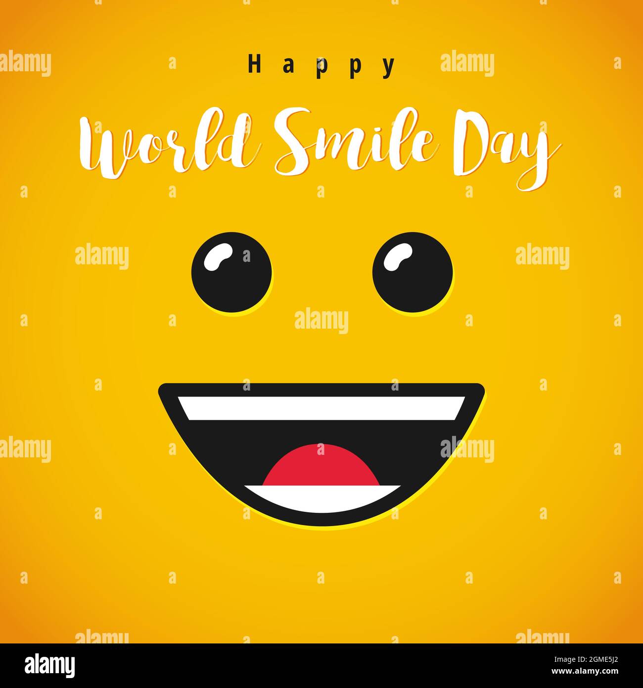 Happy World Smile Day biglietto di auguri concetto. Congrats creativi di festa internazionale. Modello grafico astratto isolato. Messaggero del Internet em Illustrazione Vettoriale