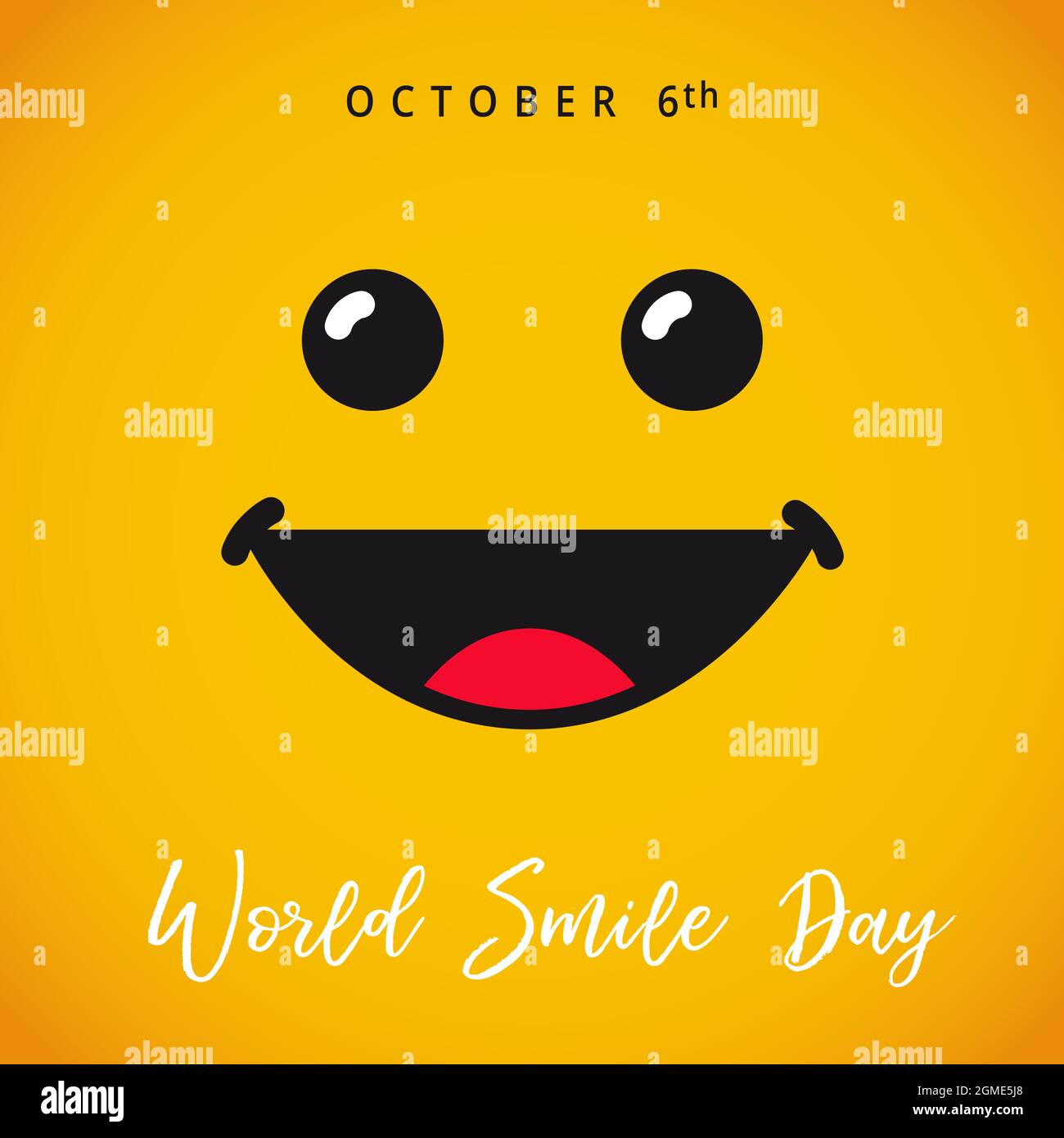 Happy World Smile Day biglietto di auguri concetto. Congrats creativi di festa internazionale. Modello grafico astratto isolato. Messaggero del Internet em Illustrazione Vettoriale
