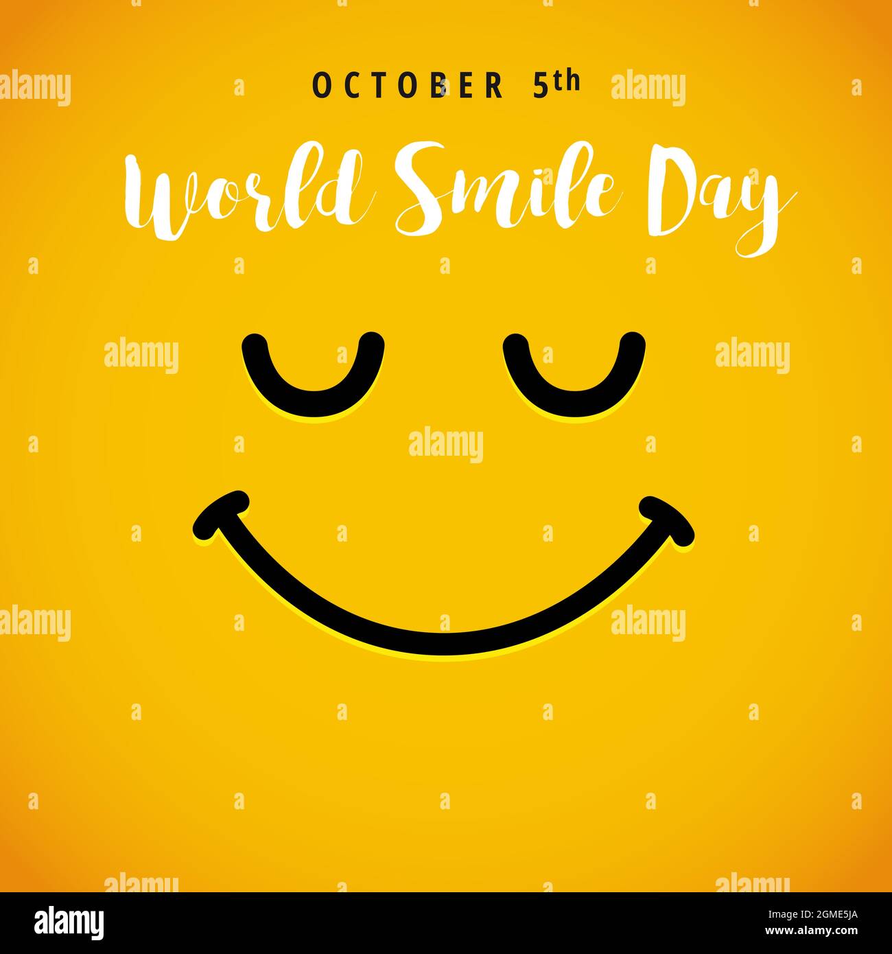 Happy World Smile Day biglietto di auguri concetto. Congrats creativi di festa internazionale. Modello grafico astratto isolato. Messaggero del Internet em Illustrazione Vettoriale