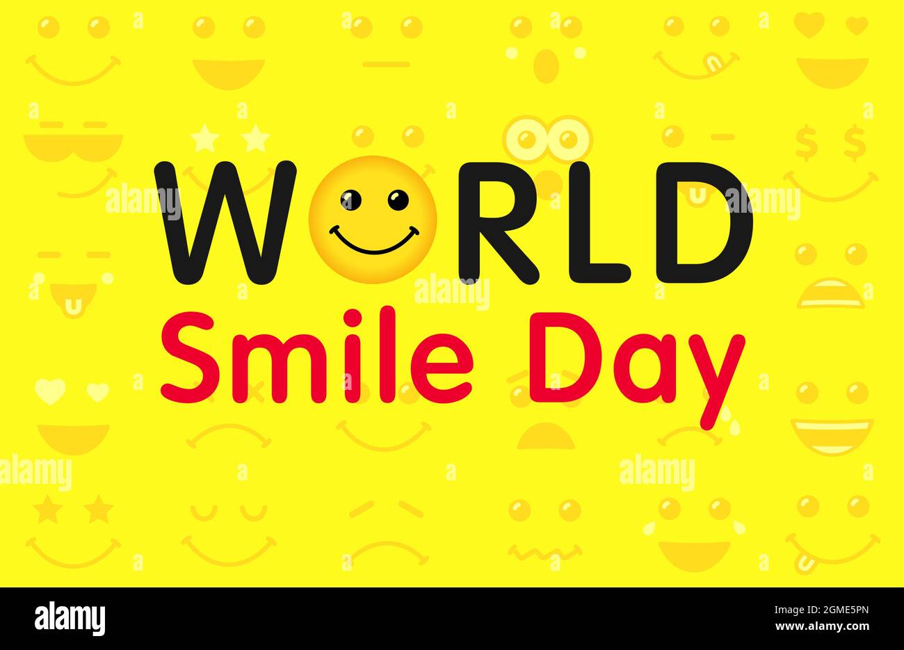 Happy World Smile Day biglietto di auguri concetto. Congrats creativi di festa internazionale. Modello grafico astratto isolato. Messaggero del Internet em Illustrazione Vettoriale
